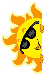 Lurking Sun with sunglasses - vector illustration.